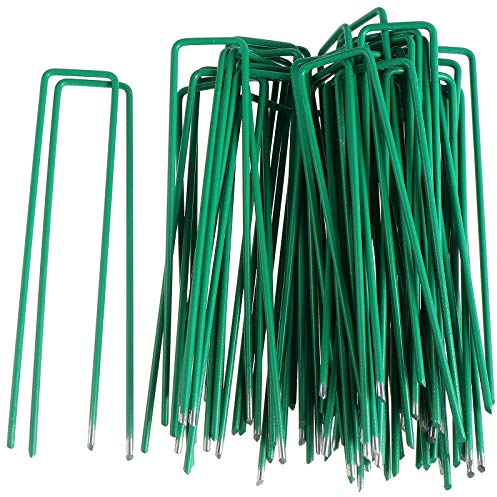 50 Clavijas de Jardín, 6 Pulgadas U Clavijas de Seguridad Pins, Grapas de Acero Galvanizado, Estacas de Tierra para Asegurar la Tela de Malezas