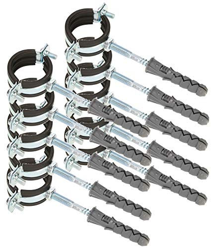 Kotarbau Set di 10 fascette stringitubo da 3 cm, con inserto in gomma antivibrazione, morsetti per tubi a vite, supporto per canali, tubi tondi, canali di ventilazione