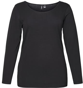 VERO MODA Curve Damen Vmpaxi Ls Soft U-Neck - Curve Noos U Neck, Schwarz, 48-50 Große Größen EU