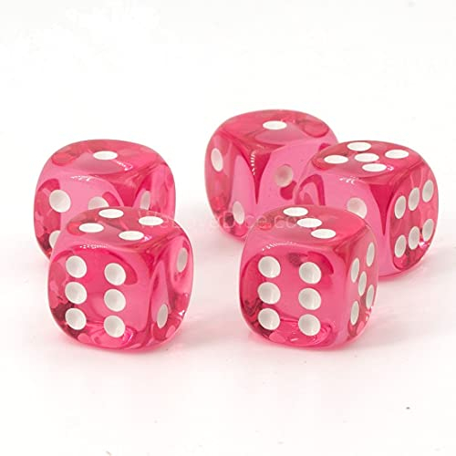 XL Würfel (20mm) in rosa transparent/weiße Punkte - Made in Germany - WeLoveBeads - 5 Stück
