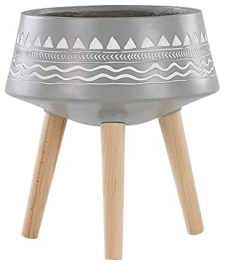 Cache-Pot Support Plantes avec 3 Pieds en Bois 31 cm de Diamètre Motif Ethnique Peint à la Main Idéal à la Fois pour Extérieur et Intérieur Beliani
