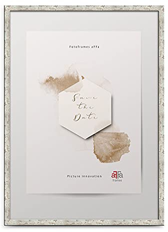 aFFa frames, Hekla, Cadre photo en MDF rectangulaire facile d'entretien avec façade en verre acrylique, Pin blanchi 50x70 cm