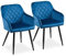 CLIPOP Esszimmerstühle 2er Set, Küchenstuhl Samt Bezug Wohnzimmerstuhl Polsterstuhl mit Armlehne Metallbeine Polstersessel Stuhl für Esszimmer Wohnzimmer Küche (2, Samt Blau)