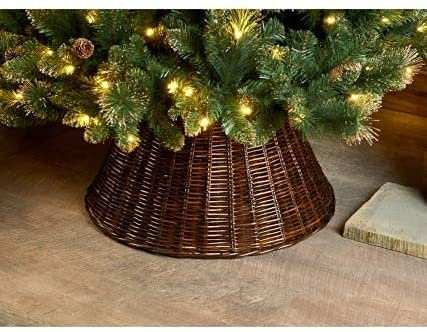 AJ New Classic Style Christmas Tree Skirt Rattan Effect/Wicker Base Floor Cover Xmas Party Decor Ornament (Wicker Brown Round 65cm)