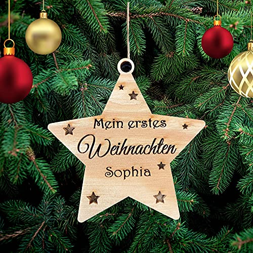Personalisierte Mein Erstes Weihnachtenals Babynamen Christbaumschmuck mit Namen Weihnachtsdeko aus Holz Weihnachtsbaum Deko Weihnachtsdekoration Ornament Weihnachtsbaumschmuck Holz
