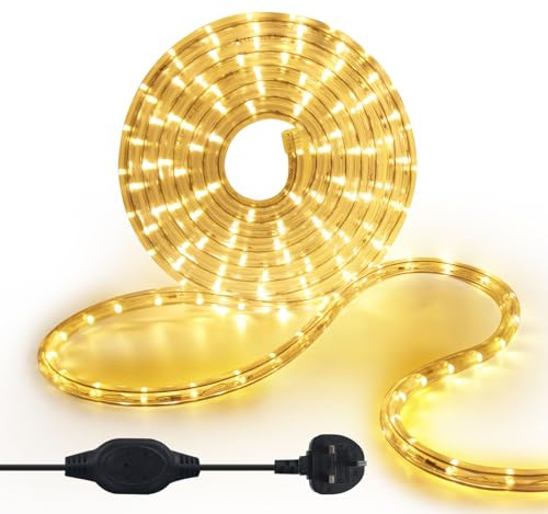 KISUFU 220V Waterproof LED Rope Light, 36 LEDs/m Led Strip Light AC Fairy String Lights with Clip and Power Adapter for Indoor/Outdoor Christmas Party Home Decoration Warmwhite (2m, Warm White)
