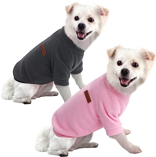 HuaLiSiJi Hundepullover Fleece Kleine Hunde Hoodie Chihuahua Kleidung Hundepullover Chihuahua Hunde Sweatshirt, Warm und Leicht, mit Einer Weichen Textur, Leicht zu Tragen (M, Grau+Rosa)