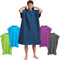 Fit-Flip Surf Poncho Mikrofaser - Umkleidehilfe Strand - Badeponcho für Erwachsene - Duschponcho schnelltrocknend - Strandponcho für Surfer - Surfponchos Ultraleicht (Größe M, Marineblau/Grau)