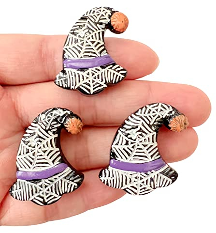 PEPPERLONELY Halloween-Spinnennetz, Hexenhut, Kunstharz, flache Rückseite, Cabochon, DIY, flache Rückseite, Scrapbooking, Verzierung, Dekoration, Basteln, 27 x 27 mm, 10 Stück