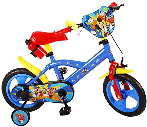 albri Babys (Jungen) Bici Bambino Di Pollici Mickey Kinderfahrrad 12 Zoll mit seitlichen Stabilisatoren und Trinkflasche, Rot und Blau, Piccola