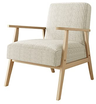 Mirjan24 Sessel Wikez Cord, Polstersessel mit Holzarmlehne, Lehnstuhl, Holz Stuhl, Retro Sessel, Sitzmöbel Wohnzimmer (Poso 100)