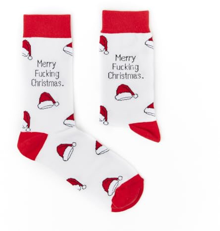 Urban Eccentric Merry F**king Christmas Socks | Unisex | UK 6–11 | Gag Gift | Cotton-rich | Great gift for Christmas shoppers | Christmas gift | Fun, comfy everyday wear