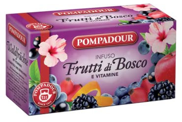 Pompadour Tè 1913 | Infuso ai Frutti di Bosco | Infuso con Vitamine | Tisana Senza Caffeina - 1 x 20 Bustine (60 Gr)