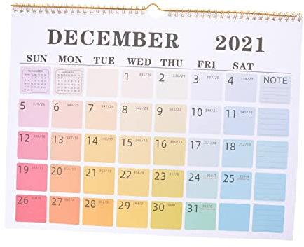 Ciieeo Eleganter Wandkalender 2021 (englische Ausgabe) Zum Aufhängen Planer Notizbereiche Für Büro Und Zuhause