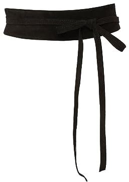 Ulla Popken Damen große Größen Übergrößen Plus Size Leder-Bindegürtel, Veloursleder, Einheitsgröße schwarz 1Size 821842130-1