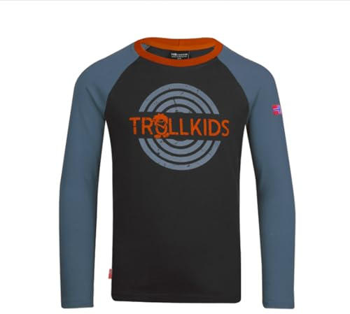 Trollkids Kids Preikestolen Longsleeve | Langarmshirt im zweifarbigen Design, TROLLKIDS-Schriftzug auf der Vorderseite
