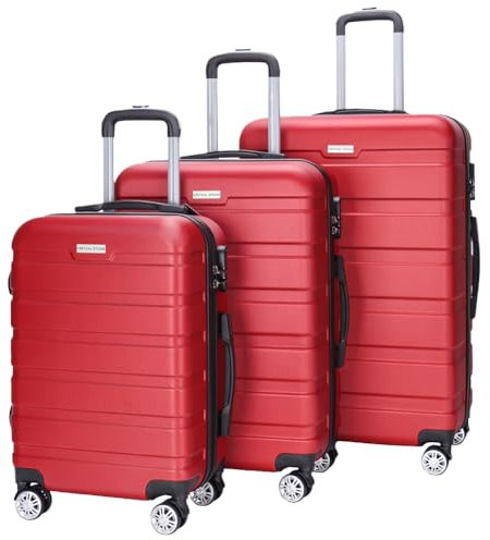VERTICAL STUDIO 20 24 28 Koffer Reisekoffer 3er-Kofferset Trolley Mehrteilig mit Ziffern Kofferschloss aus Kunststoff (ABS) Vier Rollen (Trelleborg weinrot)