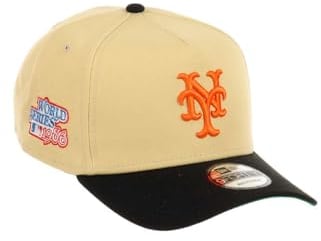 New Era New York Mets MLB World Series 1986 Sidepatch Vegas Gold Black 9Forty A-Frame Snapback Cap - One-Size