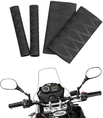 ZKGYUS 2 Paires Housse de poignée de Moto Thermorétractable Antidérapante, Manchon Moto Chauffant, Poignée Chauffante Moto,Poignées Chauffantes pour Guidon de Moto(2 Tailles)
