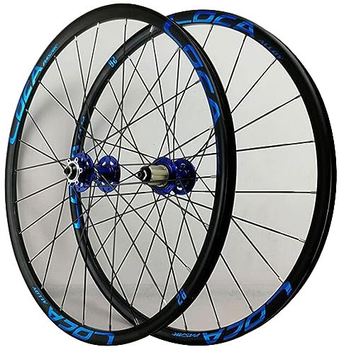 ZECHAO Mountainbike Laufräder mit Scheibenbremse,24 Löcher 3,0mm Flache Speichen Sechs-Klauen Turmbasis 26/27,5/29 Zoll MTB Laufradsatz Ultraleichte Felge Wheelset (Color : Blue hub, Size : 26inch)