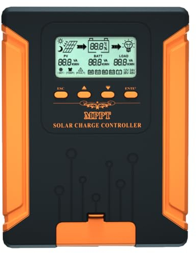 SolaMr 50A MPPT Solar Charge Controller 12V/24V/36V/48V Auto with LCD Display Solar Panel Regulator Max 180V Input for Gel Sealed Flooded and Lithium Battery-CM-50A