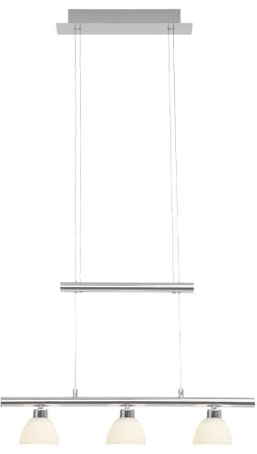 Lightbox Basic LED Hängelampe | 90 x 58 cm | höhenverstellbare Pendelleuchte mit Glas Schirmen & 3 Stufen Touchdimmer | inkl. LEDs | 16 W, 1800 lm, 3000 K | aus Metall/Glas | in Chrom/Weiß