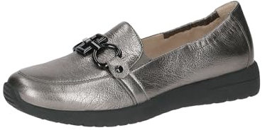 CAPRICE Damen Slipper aus Leder Bequem, Metallisch (Stone Metallic), 41 EU