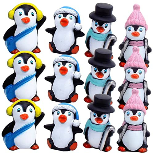 PRETYZOOM 12st Winter-Pinguin-Ornament Pummelige Pinguine Taschen-Pinguin Minifiguren Pinguin Weihnachtsschmuck Pinguin Geschenke Pinguinfiguren Weihnachtsdekoration Spielzeug Vinyl Miniatur