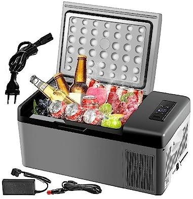 Nevera pequeña de 15L, congelador portátil for coche, Mini nevera de 12V/24V, enfriador de compresor for viajar, acampar, actividades al aire libre Durable