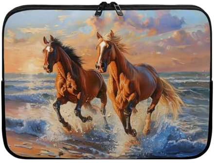 xixirimido Laptoptasche mit Pferde-Motiv, tragbar, groß, Laptop-Tragetasche, Aktentasche für Mädchen und Frauen, 25,4 cm (10 Zoll)