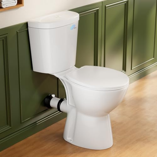 Simple Project - Inodoro de salida trasera, inodoro de 19 pulgadas de alto, doble descarga trasera redonda de 1/1.28 GPF, inodoro alto con cómodo asiento de cierre suave y tubo de extensión, para
