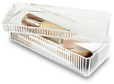 Addis Large Clear Acrylic Display Dish With Lid Style Storage Container Organiser Box, Stackable For Multiple Units, Make Up Cosmetic Craft Diy, Clear Acrylic, 8 - Height