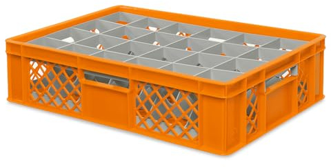 BRB Gläserkiste 600x400 mm für 15, 24, 33 oder 40 Gläser, farbig (Orange, für 24 Gläser Ø 87 mm, Glashöhe max 122 mm)