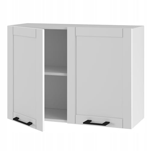 Laclar Hängeschrank 60 cm mit Einer Tür - mit Montagemöglichkeit Links oder rechts - mit Montagezubehör - Tiefe 35 cm - einfache Montage mit Haken – ideal für Jede Küche (30x80x57,3 cm)