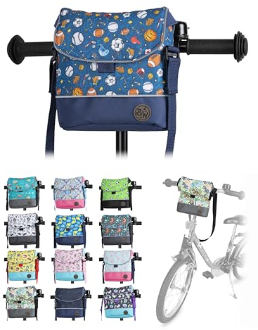 BAMBINIWELT Kinder Lenkertasche – Fahrradtasche für Kinder, Laufradtasche & Lenkerkorb mit Schultergurt – kompatibel mit Puky, Woom & Roller – wasserabweisend & robust, Farbe: Modell 01