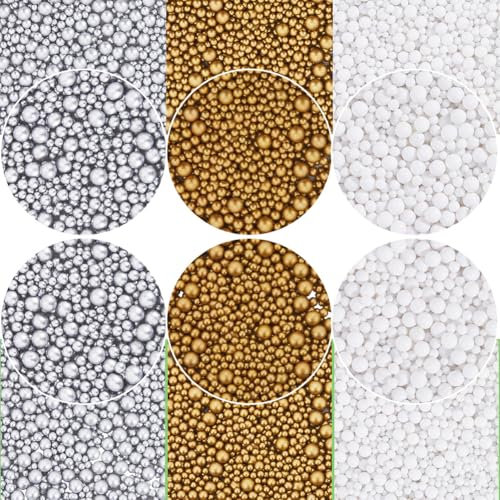 SUNNYCLUE Perles en Verre sans Trou 105 Couleurs 3g Petites Perles à Bulles en Vrac Argent Antique Doré Blanc Gouttelettes Remplissage de Vase Graines Miniatures Petites Lisses pour Bricolage
