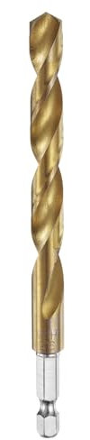 sourcing map 1/4 Hex Shank Twist Drill Bits 9.5mm Titanium Coated High Speed Steel Quick Change Hex Drilling Bit Jobber Drill Bits for Wood Plastic Metal, Gold
