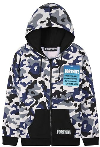 Fortnite Hoodie for Boys Teenagers Zip Up Jacket Warm Hooded Pullover Cosy Zipped Long Sleeve Gaming Sweater Casual Fashion Gaming Gifts for Boys (13-14 Years, Camo)