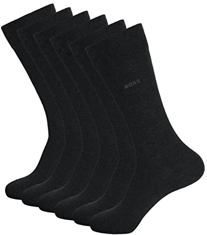 BOSS Herren Business Socken Strümpfe RS Uni CC 3 Paar, Farbe:Grau, Größe:47-50, Artikel:-012 charcoal
