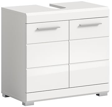 xonox.home Bad Scout X06A9705 Waschbeckenunterschrank Unterschrank Waschschrank in weiß Nachbildung und weiß Hochglanz tiefzieh, ca. B/H/T: 60x56x34 cm