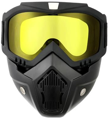 DREAMIZER Motorradbrille Abnehmbare, Staubschutz Motorrad Maske Motorrad Schutzbrille Brille Winddicht Gesichtsmaske Helm Nebelfest Reiten Fahrrad Dirtbike Motocross für Damen und Herren (Gelb)