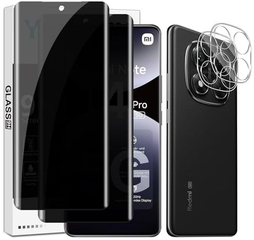 Yenwen Sichtschutzfolie für Redmi Note 14 Pro 5G für Panzerglas, 2 Stück Sichtschutz und 2 Stück Kameraschutz Glas, 9H Härte Privacy Schutzfolie Folie Anti Spy Blickschutzfolie