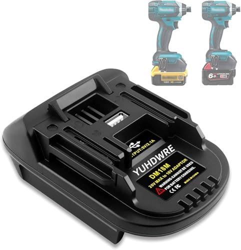 DM18M für Dewalt Akku Adapter für Makita, YUHDWRE Adapter-Konverter für Dewalt 20V & für Milwaukee M18 18V Li-Ion Batterie auf für Makita Elektrowerkzeuge (Keine Batterie)