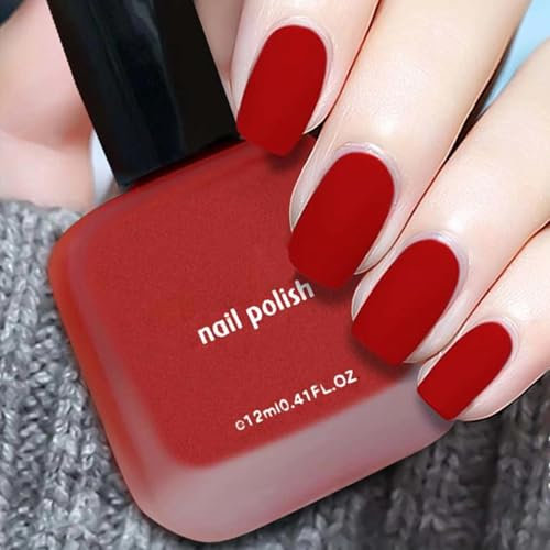 Matte Rose Red Nail Polish, Matte Nail Polish, Quick-drying, No Need for UV Curing, Perfect for Women During Winter or Christmas, Apply base coat to strengthennails