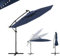 GOPLUS 3M Parasol Déporté avec Lumière LED, Parasol de Jardin Extérieur 8 Baleines avec Base Croisée, Grand Parasol Inclinable 35° avec Manivelle pour Patio Terrasse Marché (Bleu Marine)