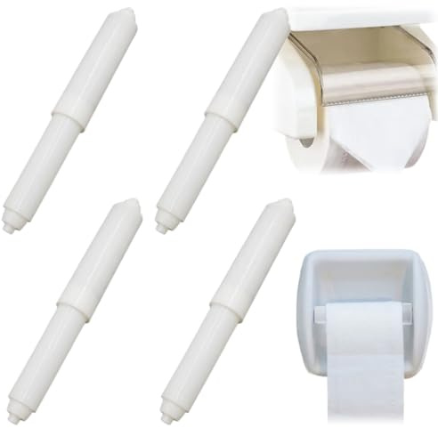 4PCS Plastic Toilet Tissue Roll Holder,Toilet Paper Holder Rollers,Roll Holder Replacement Insert for Toilet,Spring Loaded Plastic Bathroom Accessories,Fixture Toilet Roll Storage Tube Spindle Stick