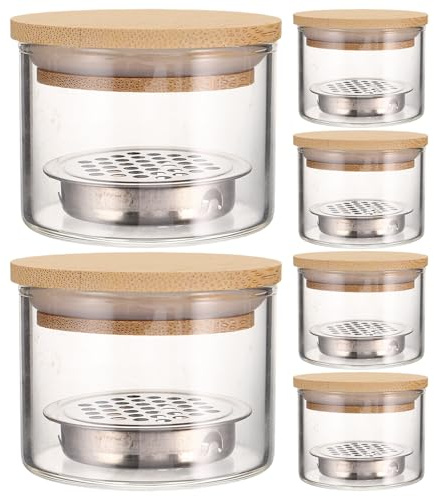 SAFIGLE 6PCS Nail Brushes Washing Cup - Dappen Dish with Lid and Mesh Acrylic Brush Cleaner Nail Holder Washer for Sequins