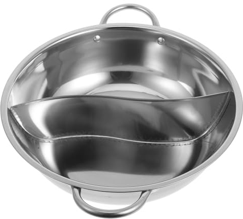 EPIGEIST Thickened Stainless Steel Divided Hot Pot Cooker with Divider Pan for Two-Flavor Cooking Easy to Clean and Store for Family Gatherings and Multi-Flavor Hot Pot Meals