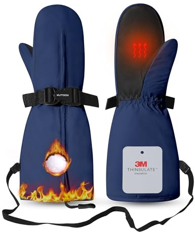 KUTOOK Skihandschuhe Fäustlinge Kinder Snowboard Handschuhe Warme Winterhandschuhe Thermal Fleece Winddicht WasserdichtSF512