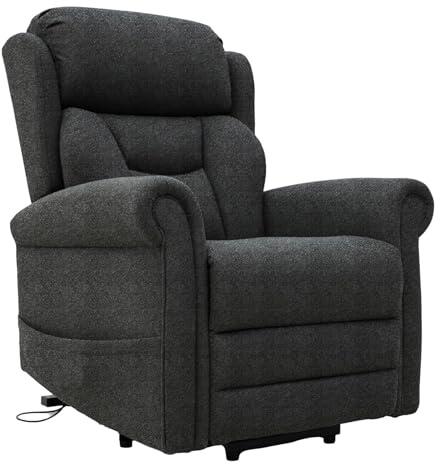 Nevis Standard – Quad Motor Riser Recliner Mobility Chair in Graphite Grey Fabric – Heat & Massage